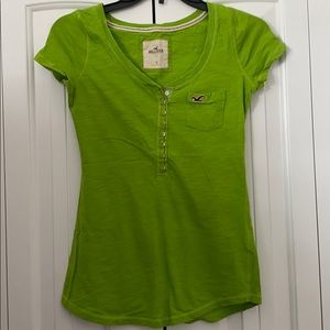 Lime green asymmetrical cotton top